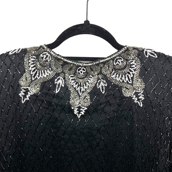 VINTAGE BARUNI Jazz Club Art Deco Sequin and Beaded Longline Evening Tun… - Picture 4 of 8